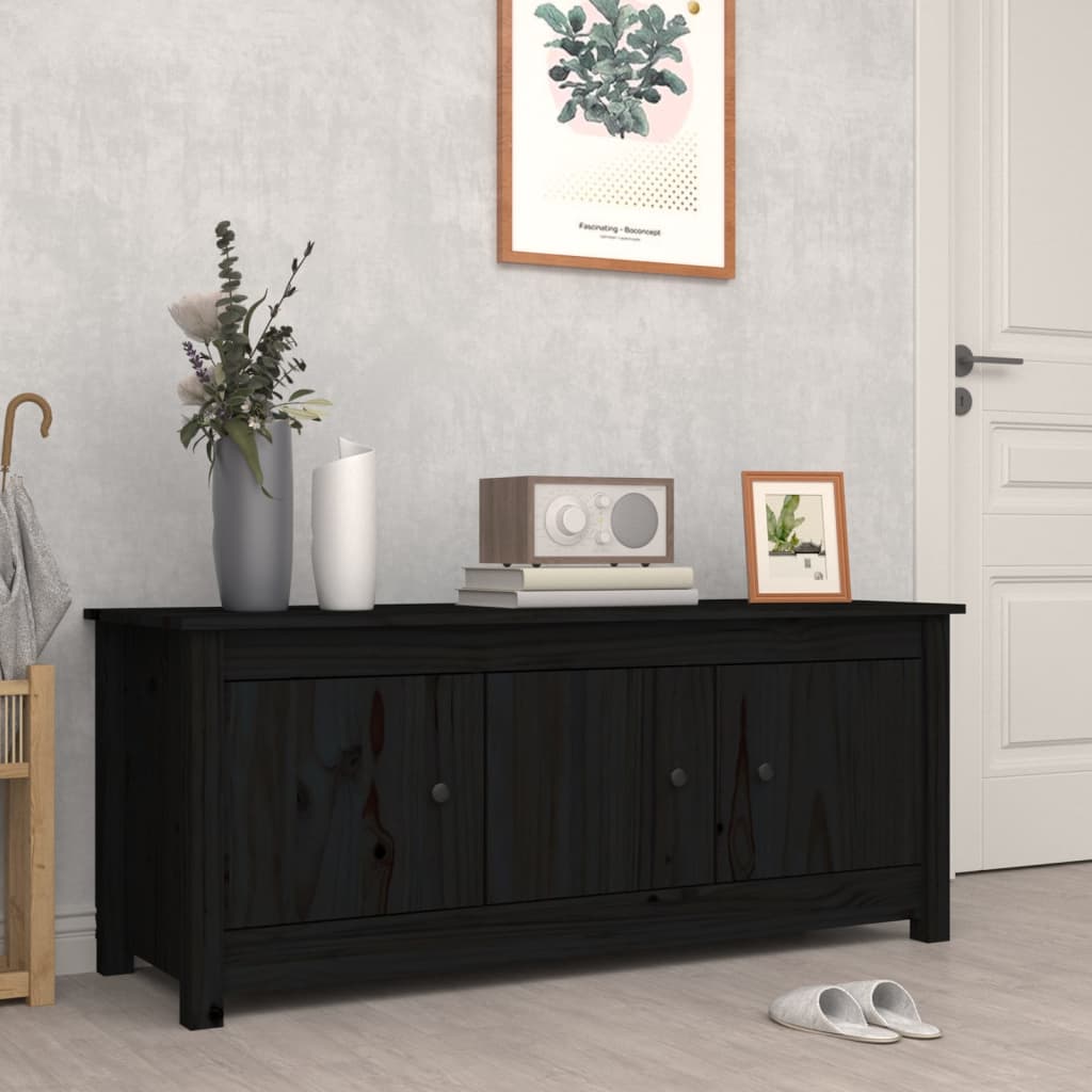 vidaXL Szafka na buty, czarna, 110x38x45,5 cm, lite drewno sosnowe