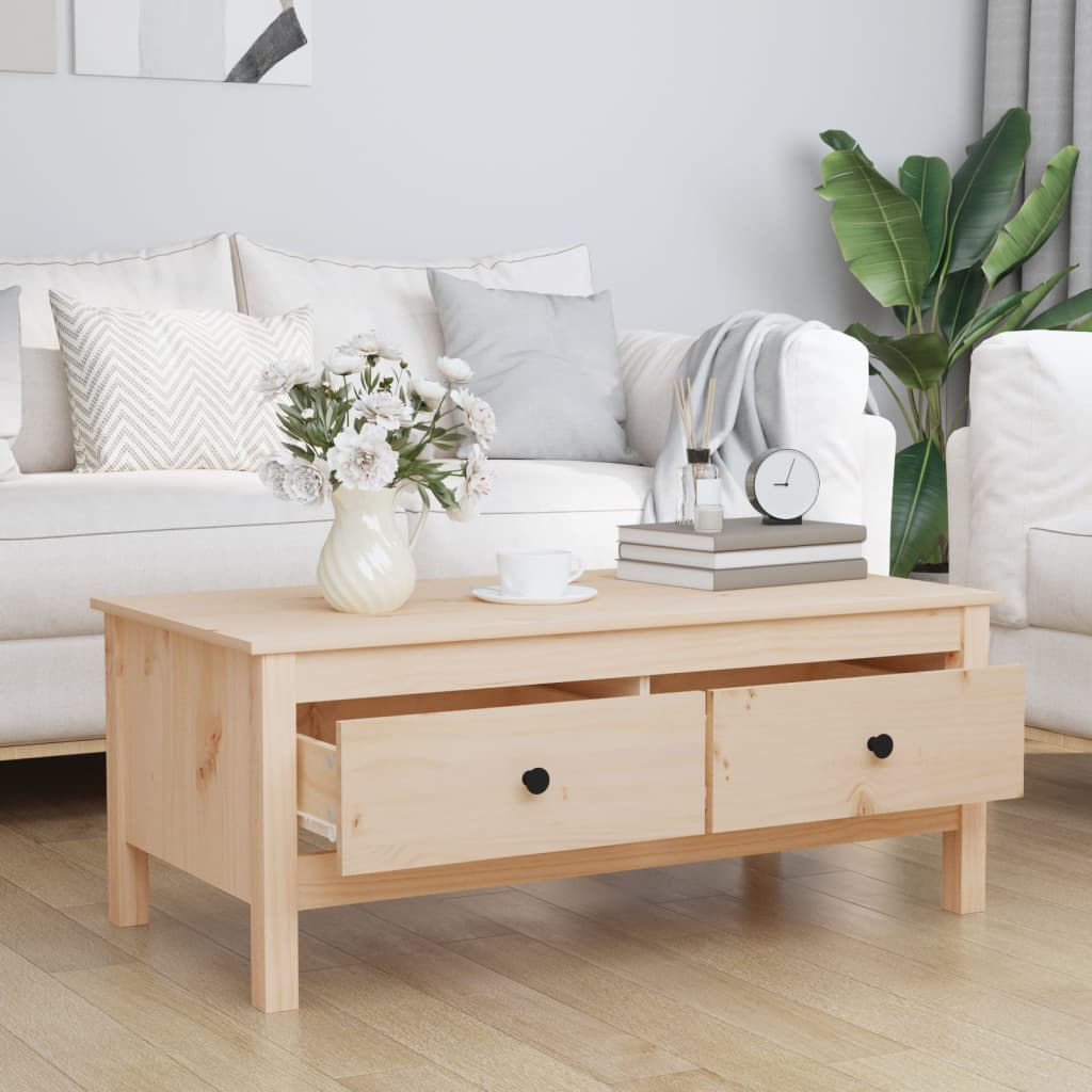 vidaXL Stolik kawowy, 100x50x40 cm, lite drewno sosnowe