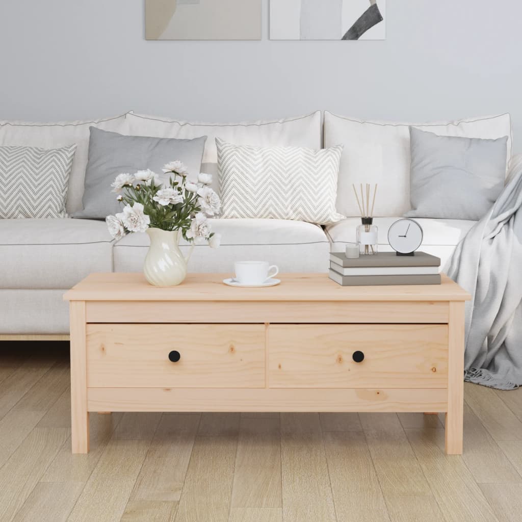 vidaXL Stolik kawowy, 100x50x40 cm, lite drewno sosnowe