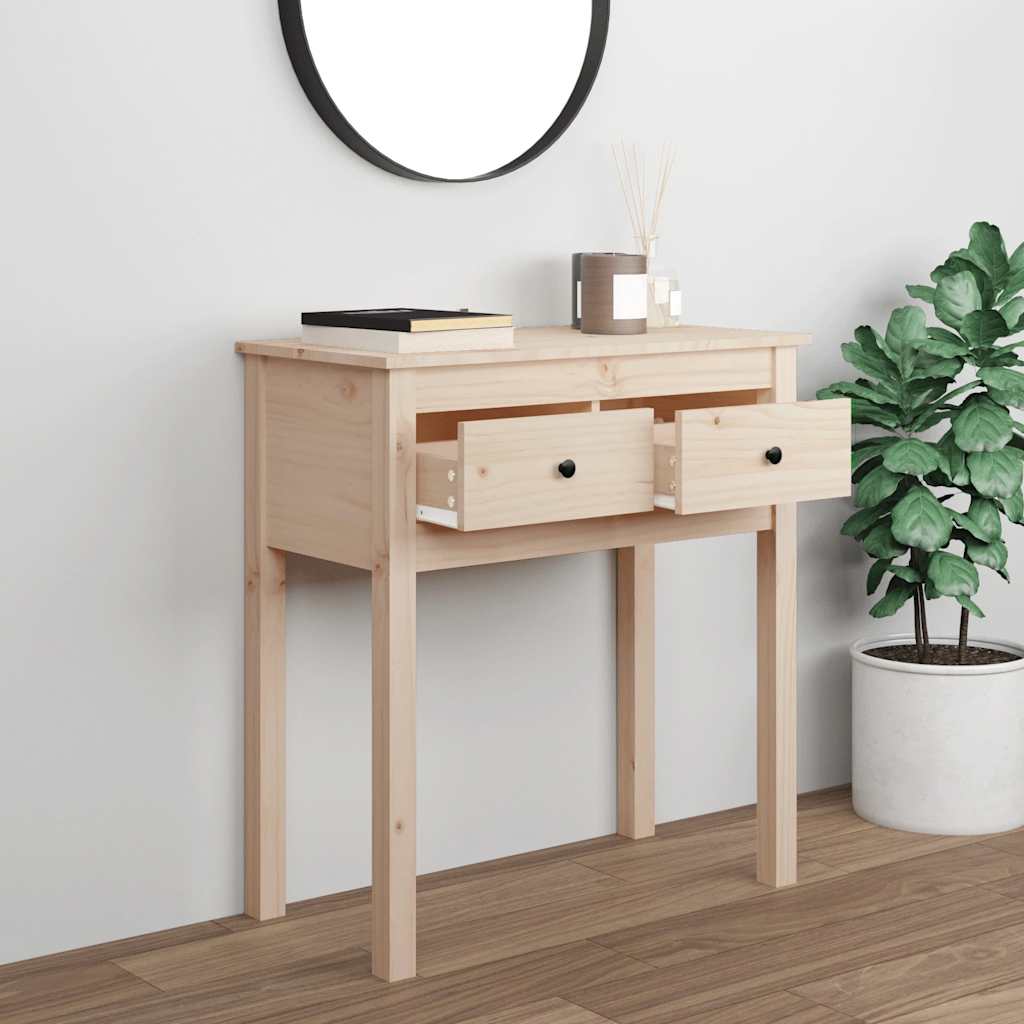 vidaXL Stolik konsolowy, 70x35x75 cm, lite drewno sosnowe