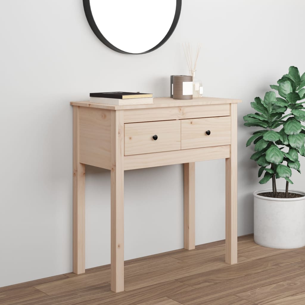 vidaXL Stolik konsolowy, 70x35x75 cm, lite drewno sosnowe