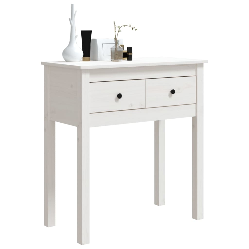 vidaXL Stolik konsolowy, biały, 70x35x75 cm, lite drewno sosnowe