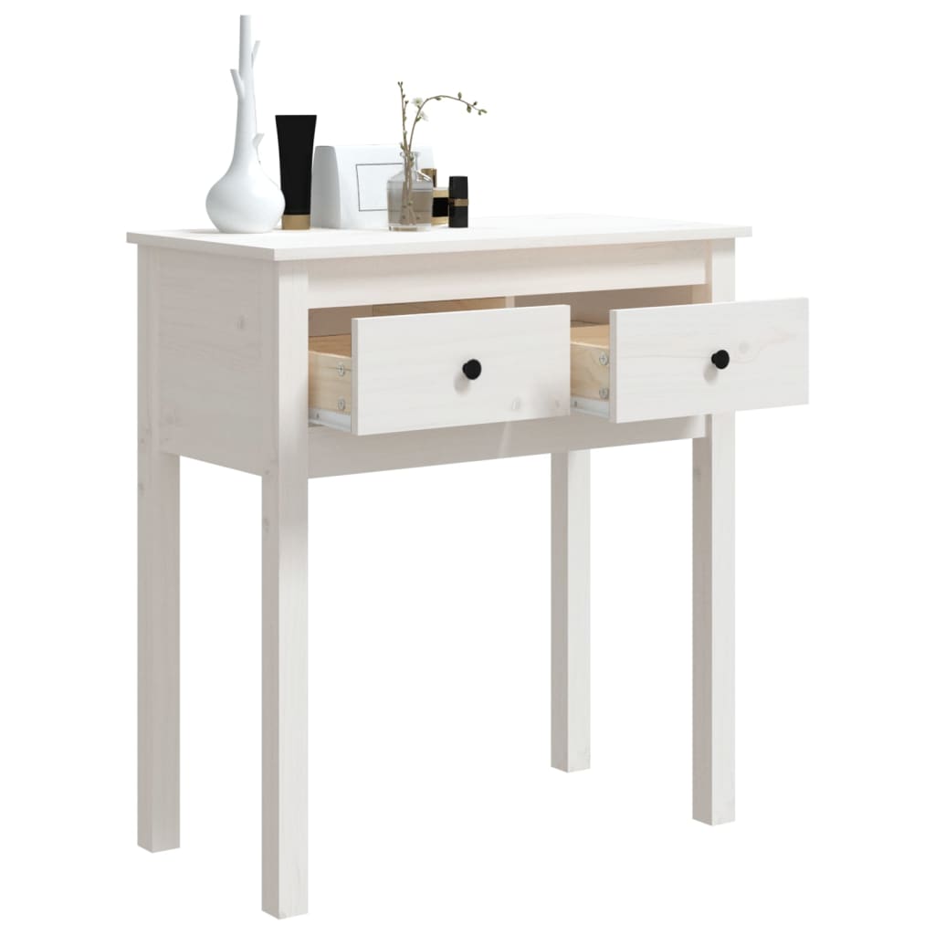 vidaXL Stolik konsolowy, biały, 70x35x75 cm, lite drewno sosnowe