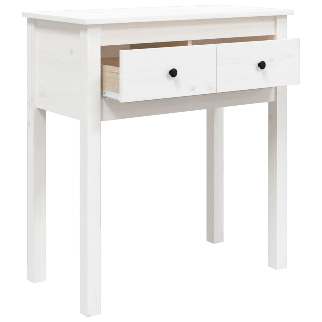 vidaXL Stolik konsolowy, biały, 70x35x75 cm, lite drewno sosnowe