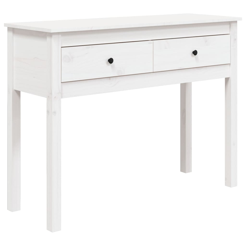 vidaXL Stolik konsolowy, biały, 100x35x75 cm, lite drewno sosnowe