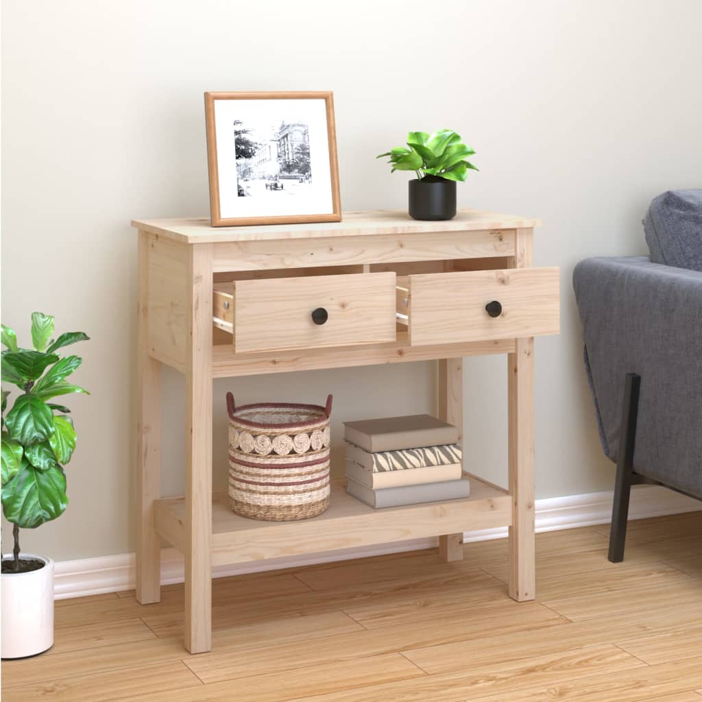 vidaXL Stolik konsolowy, 75x35x75 cm, lite drewno sosnowe