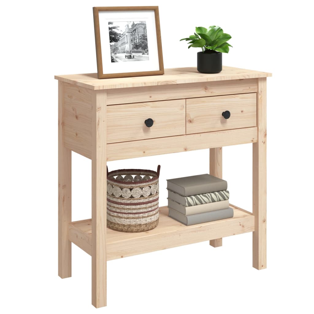 vidaXL Stolik konsolowy, 75x35x75 cm, lite drewno sosnowe