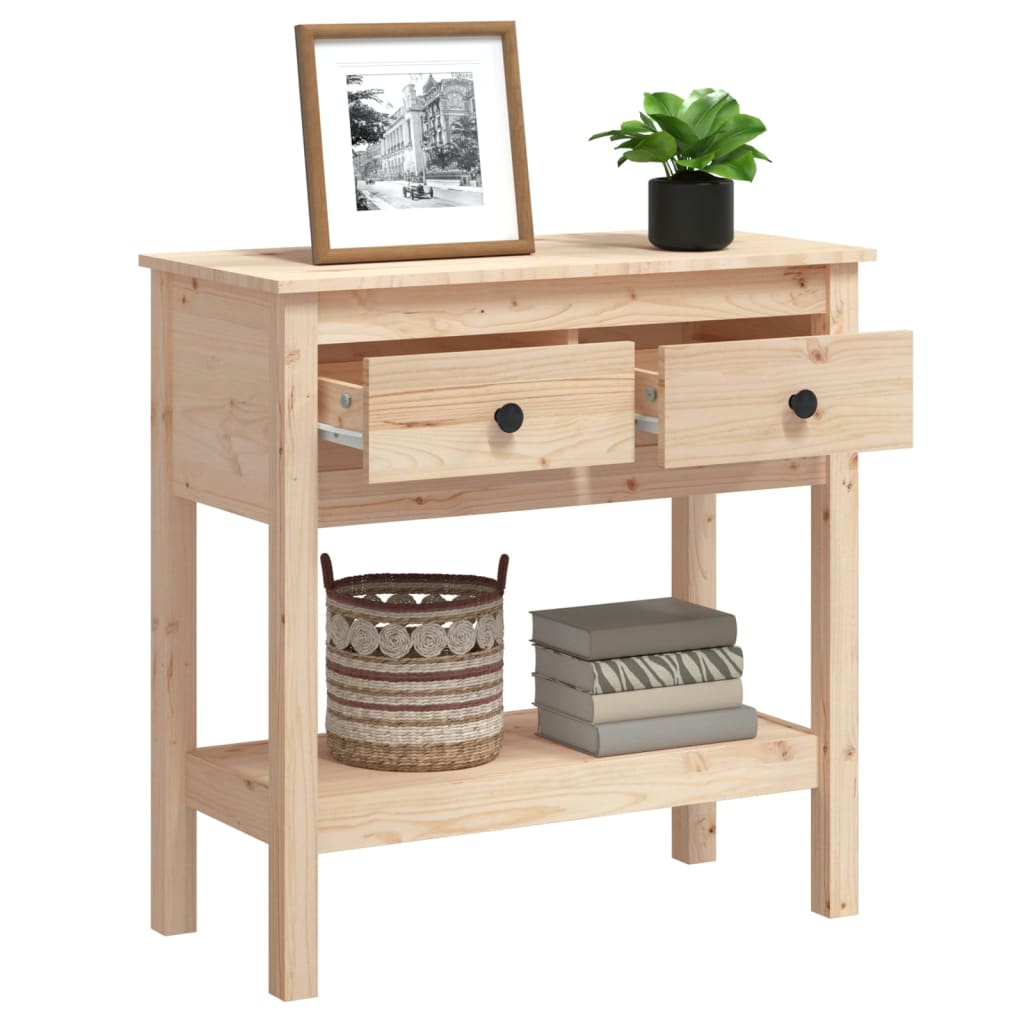 vidaXL Stolik konsolowy, 75x35x75 cm, lite drewno sosnowe