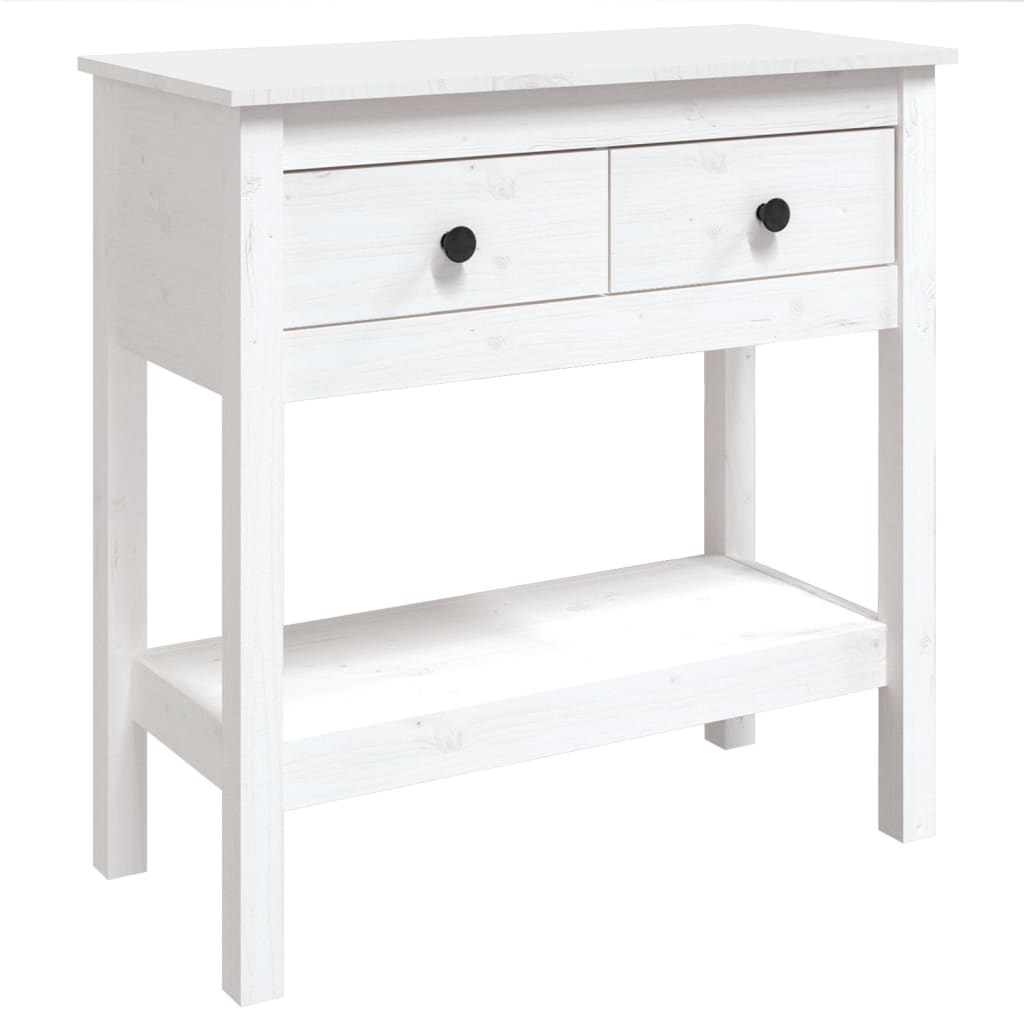 vidaXL Stolik konsolowy, biały, 75x35x75 cm, lite drewno sosnowe