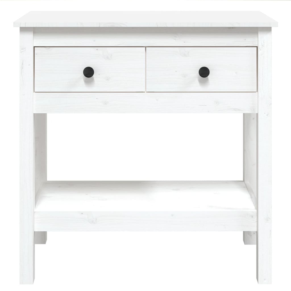 vidaXL Stolik konsolowy, biały, 75x35x75 cm, lite drewno sosnowe