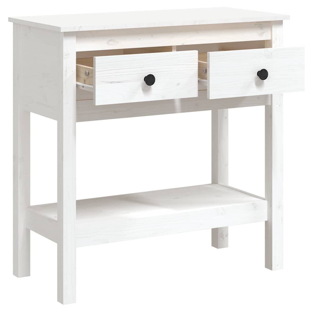 vidaXL Stolik konsolowy, biały, 75x35x75 cm, lite drewno sosnowe