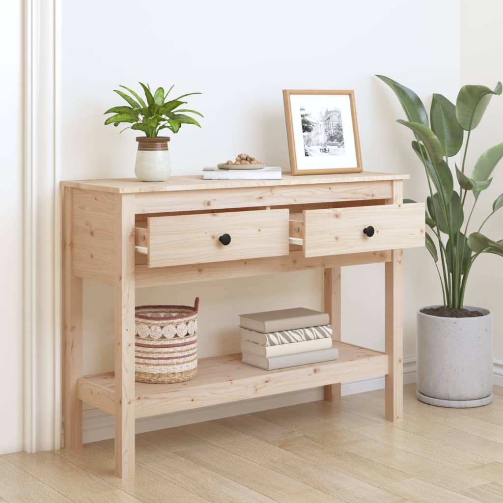 vidaXL Stolik konsolowy, 100x35x75 cm, lite drewno sosnowe