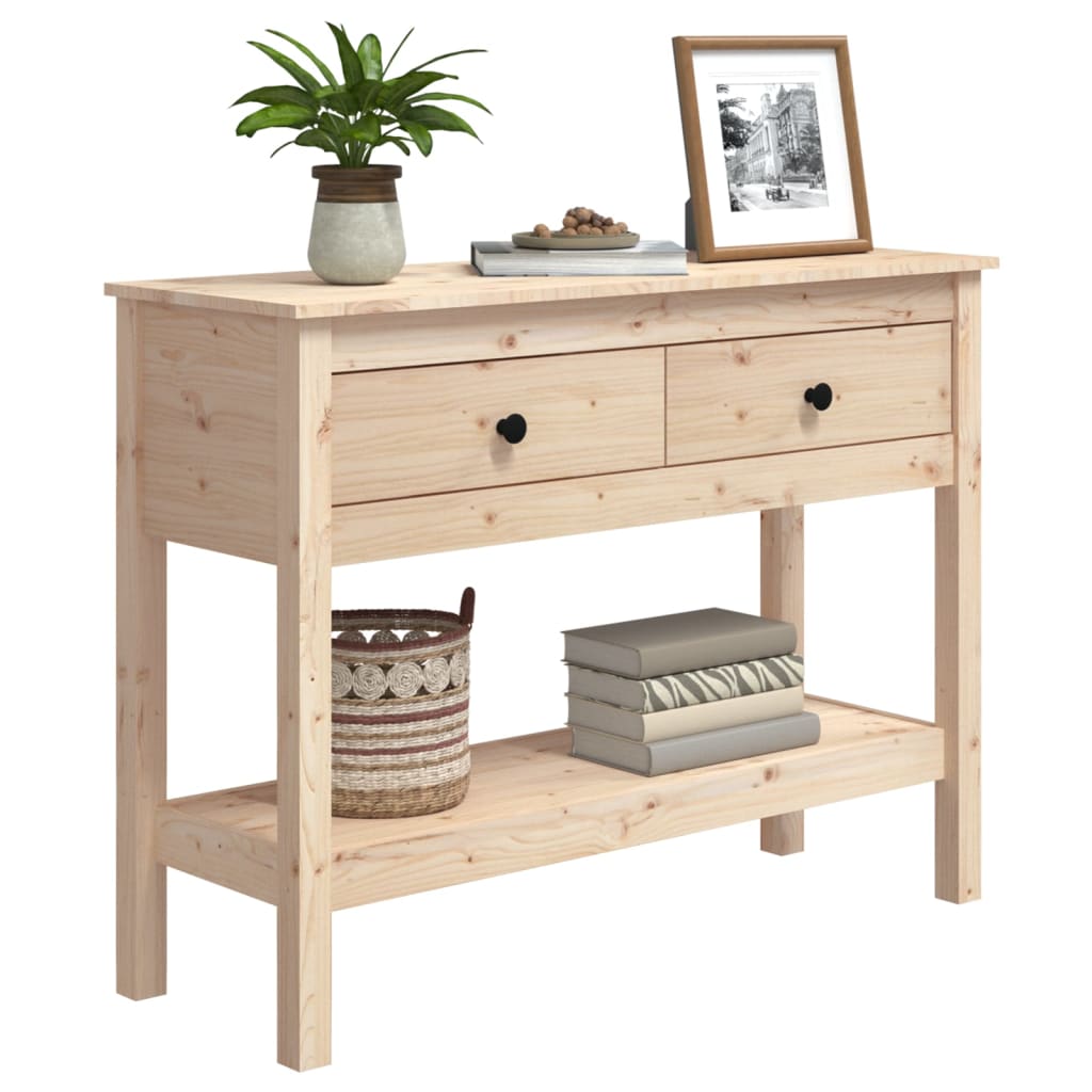 vidaXL Stolik konsolowy, 100x35x75 cm, lite drewno sosnowe