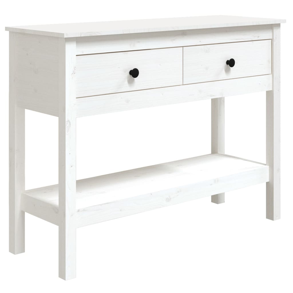 vidaXL Stolik konsolowy, biały, 100x35x75 cm, lite drewno sosnowe