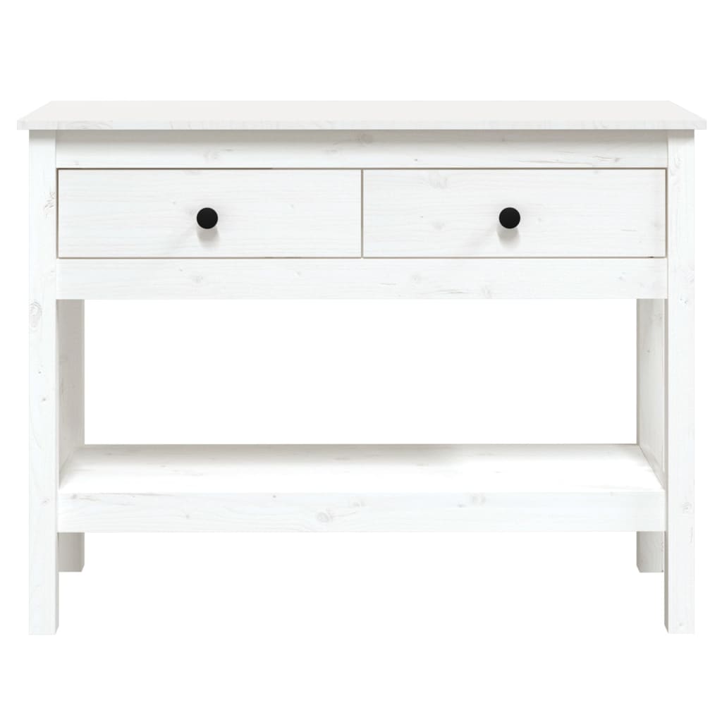vidaXL Stolik konsolowy, biały, 100x35x75 cm, lite drewno sosnowe