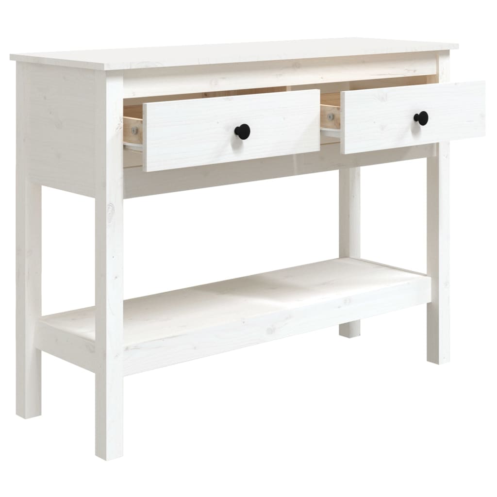 vidaXL Stolik konsolowy, biały, 100x35x75 cm, lite drewno sosnowe