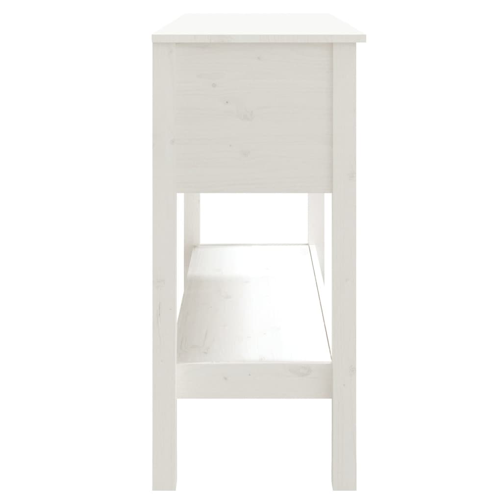 vidaXL Stolik konsolowy, biały, 100x35x75 cm, lite drewno sosnowe