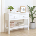 vidaXL Stolik konsolowy, biały, 100x35x75 cm, lite drewno sosnowe