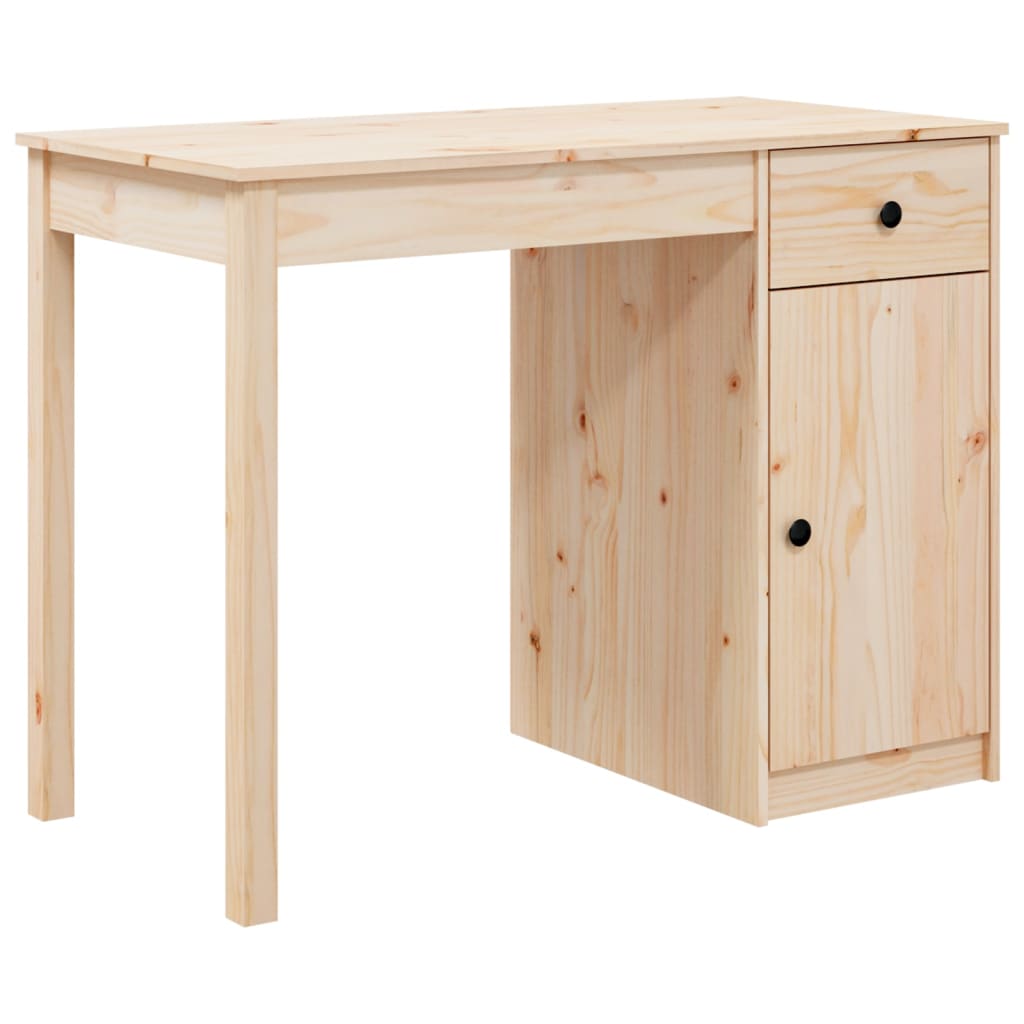 vidaXL Biurko, 100x50x75 cm, lite drewno sosnowe