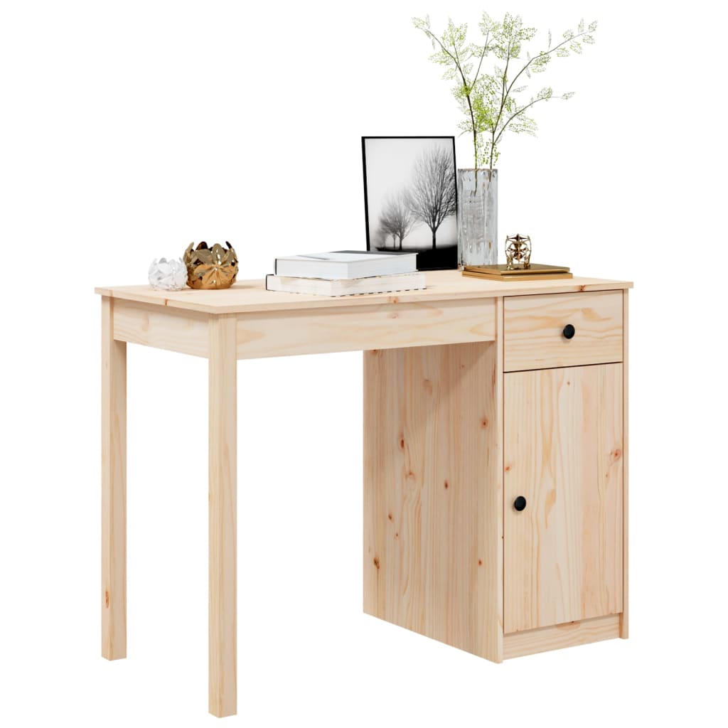 vidaXL Biurko, 100x50x75 cm, lite drewno sosnowe