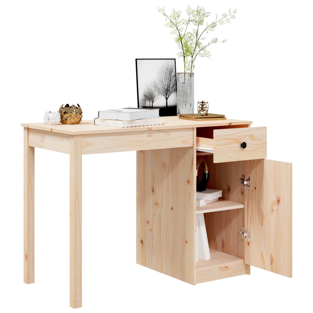 vidaXL Biurko, 100x50x75 cm, lite drewno sosnowe