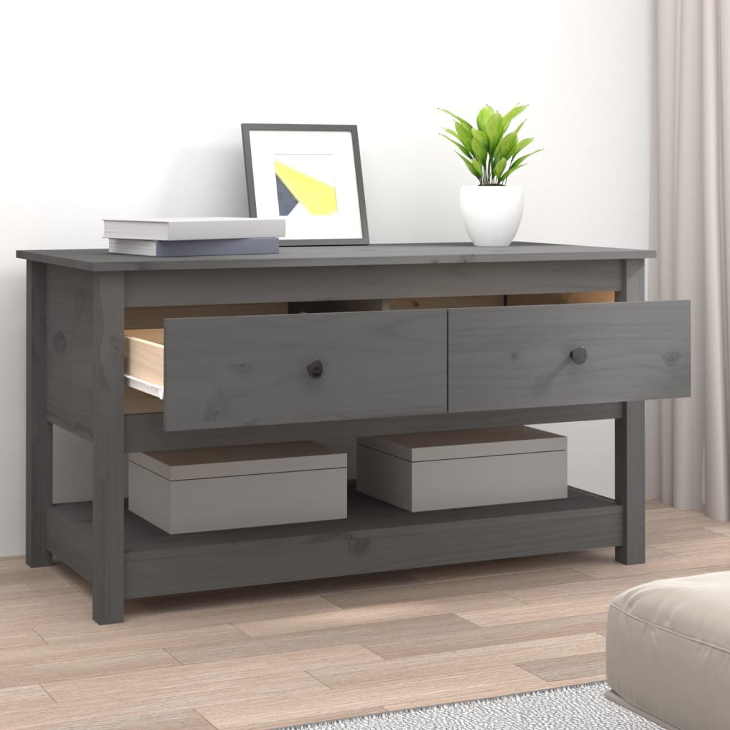 vidaXL Stolik kawowy, szary, 102x49x55 cm, lite drewno sosnowe