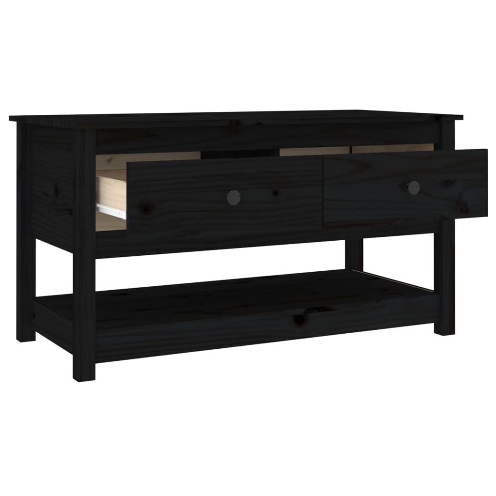 vidaXL Stolik kawowy, czarny, 102x49x55 cm, lite drewno sosnowe