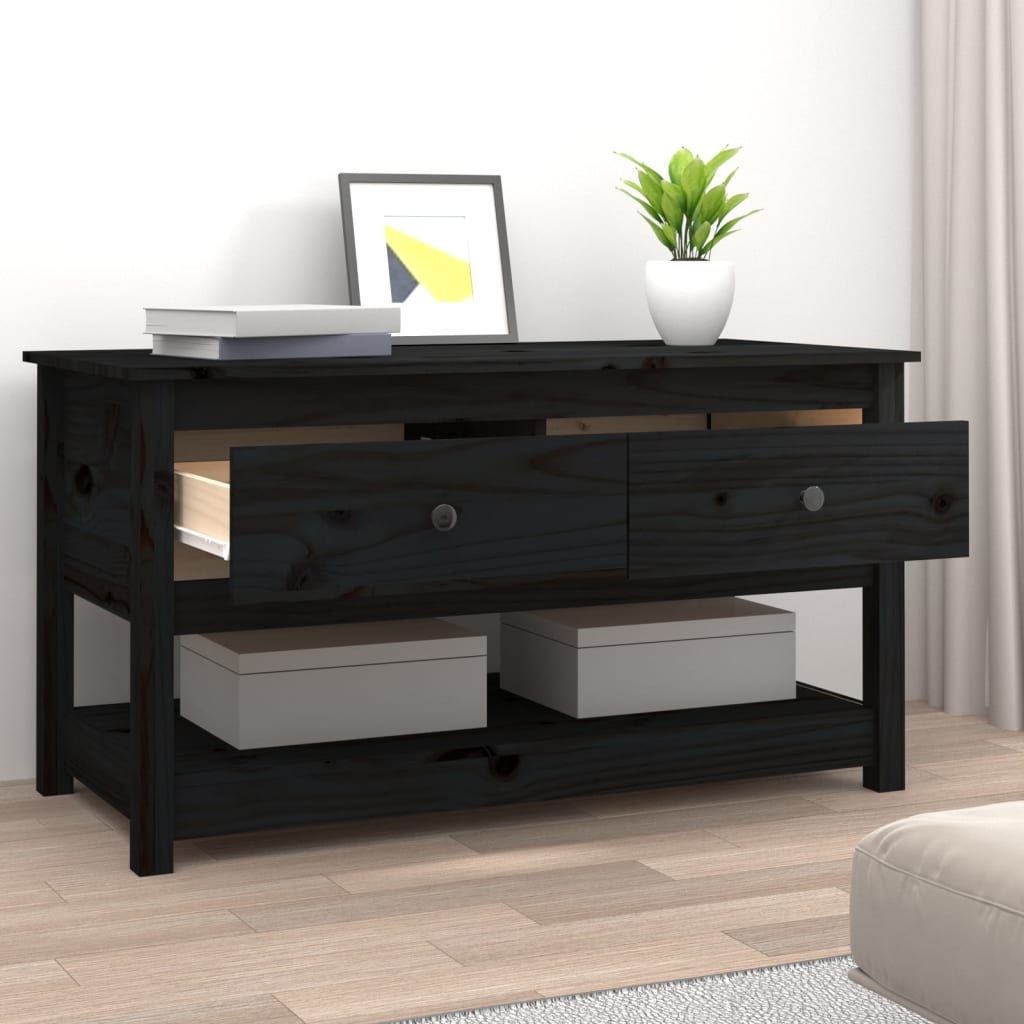 vidaXL Stolik kawowy, czarny, 102x49x55 cm, lite drewno sosnowe