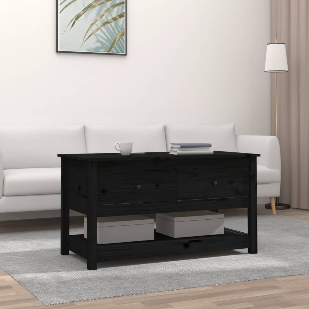 vidaXL Stolik kawowy, czarny, 102x49x55 cm, lite drewno sosnowe