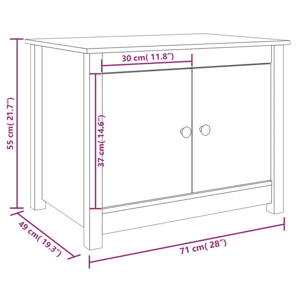 vidaXL Stolik kawowy, 71x49x55 cm, lite drewno sosnowe