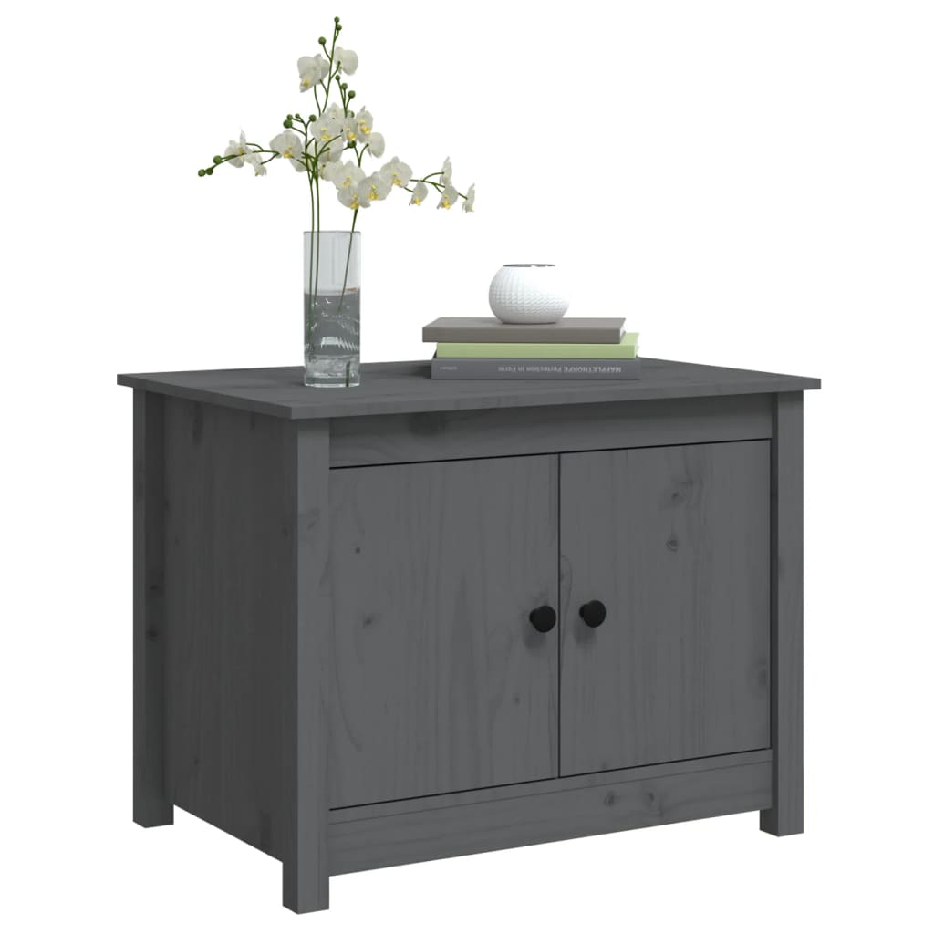 vidaXL Stolik kawowy, szary, 71x49x55 cm, lite drewno sosnowe