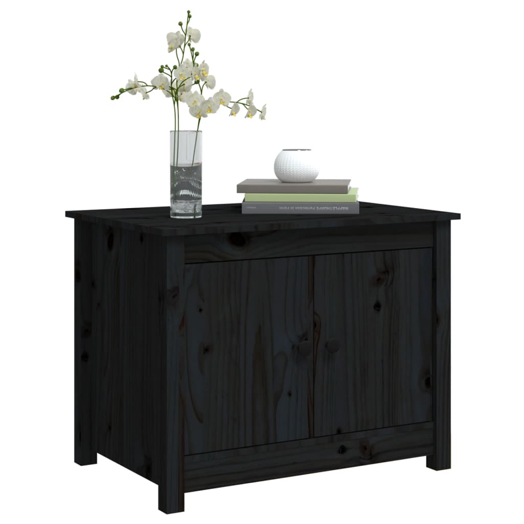 vidaXL Stolik kawowy, czarny, 71x49x55 cm, lite drewno sosnowe