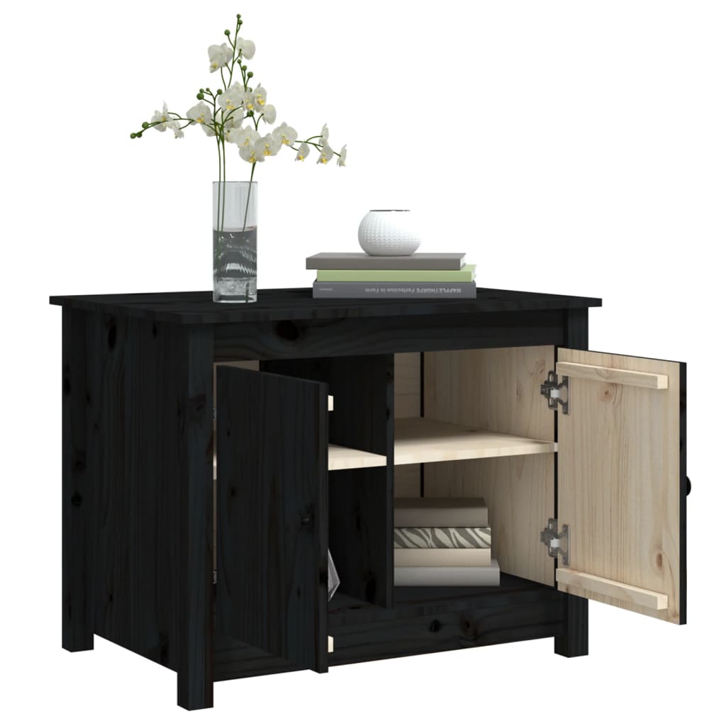 vidaXL Stolik kawowy, czarny, 71x49x55 cm, lite drewno sosnowe
