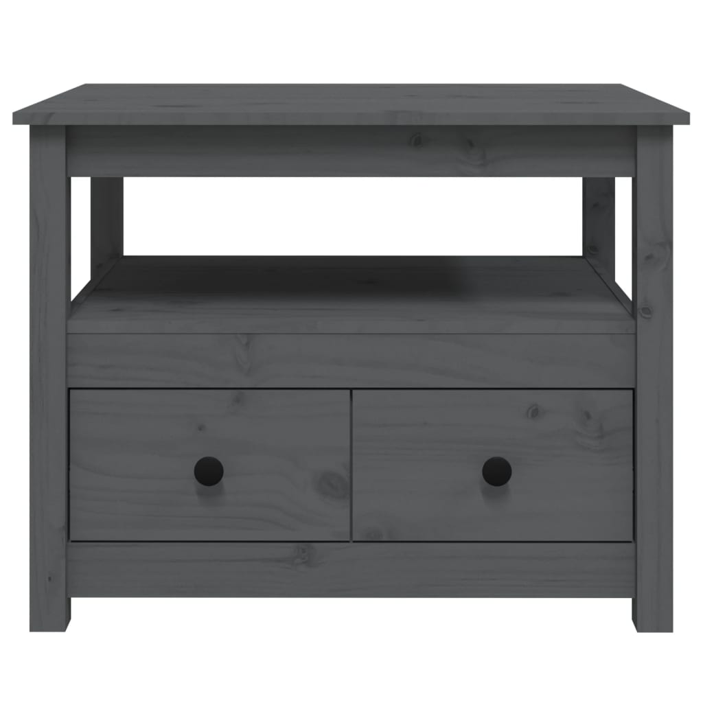 vidaXL Stolik kawowy, szary, 71x49x55 cm, lite drewno sosnowe