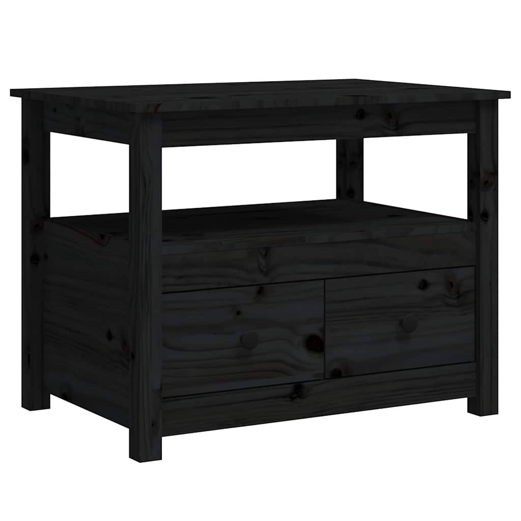 vidaXL Stolik kawowy, czarny, 71x49x55 cm, lite drewno sosnowe