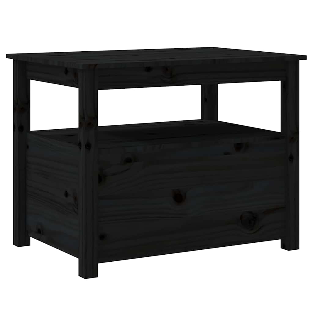 vidaXL Stolik kawowy, czarny, 71x49x55 cm, lite drewno sosnowe
