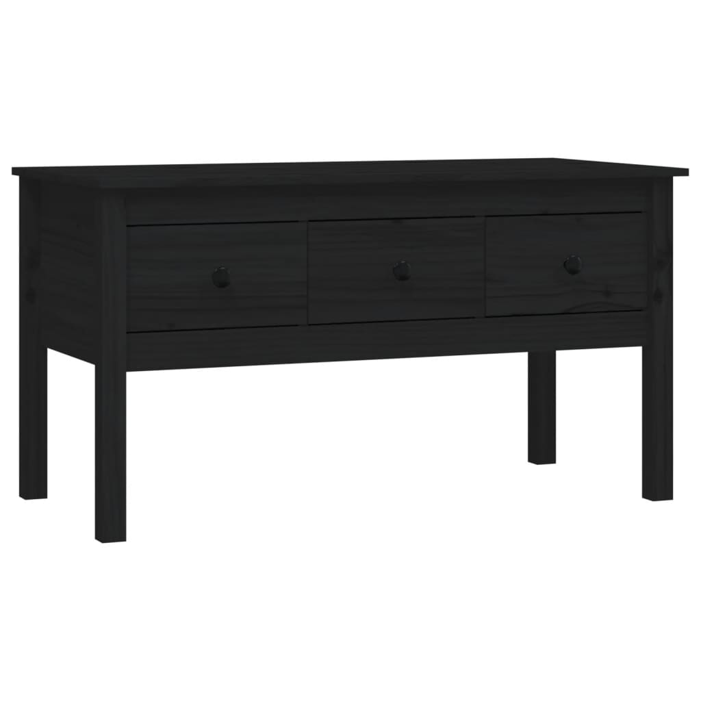 vidaXL Stolik kawowy, czarny, 102x49x55 cm, lite drewno sosnowe