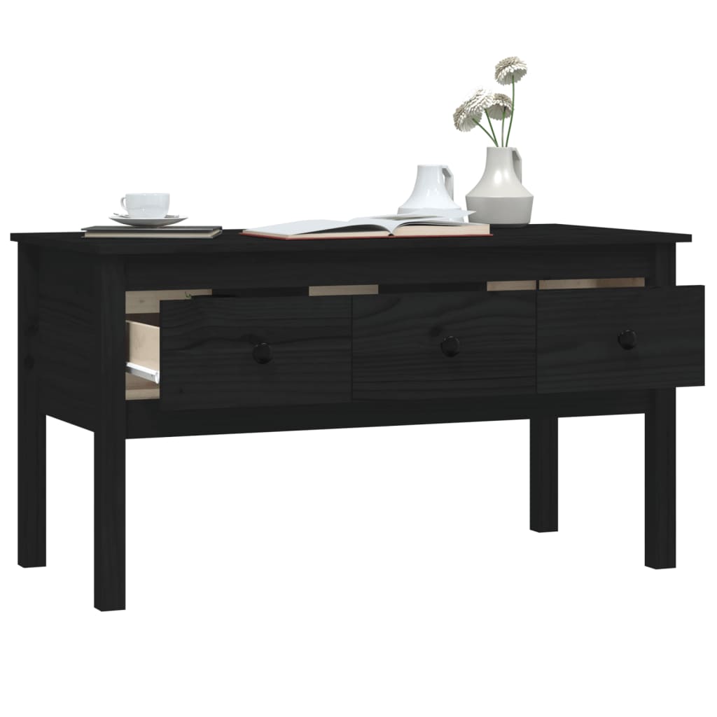 vidaXL Stolik kawowy, czarny, 102x49x55 cm, lite drewno sosnowe