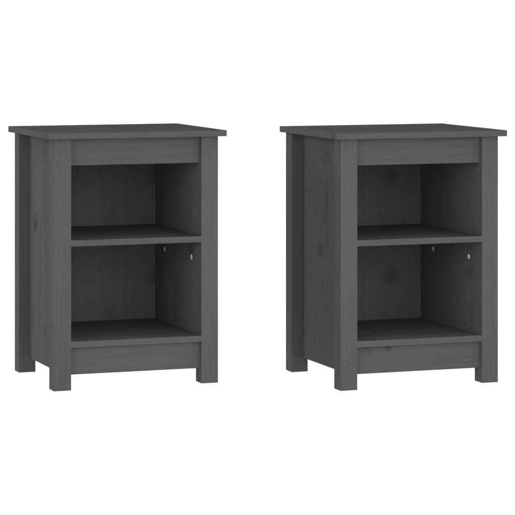 vidaXL Szafki nocne, 2 szt., szare, 40x35x55 cm, lite drewno sosnowe
