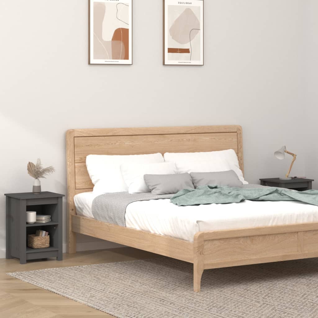 vidaXL Szafki nocne, 2 szt., szare, 40x35x55 cm, lite drewno sosnowe