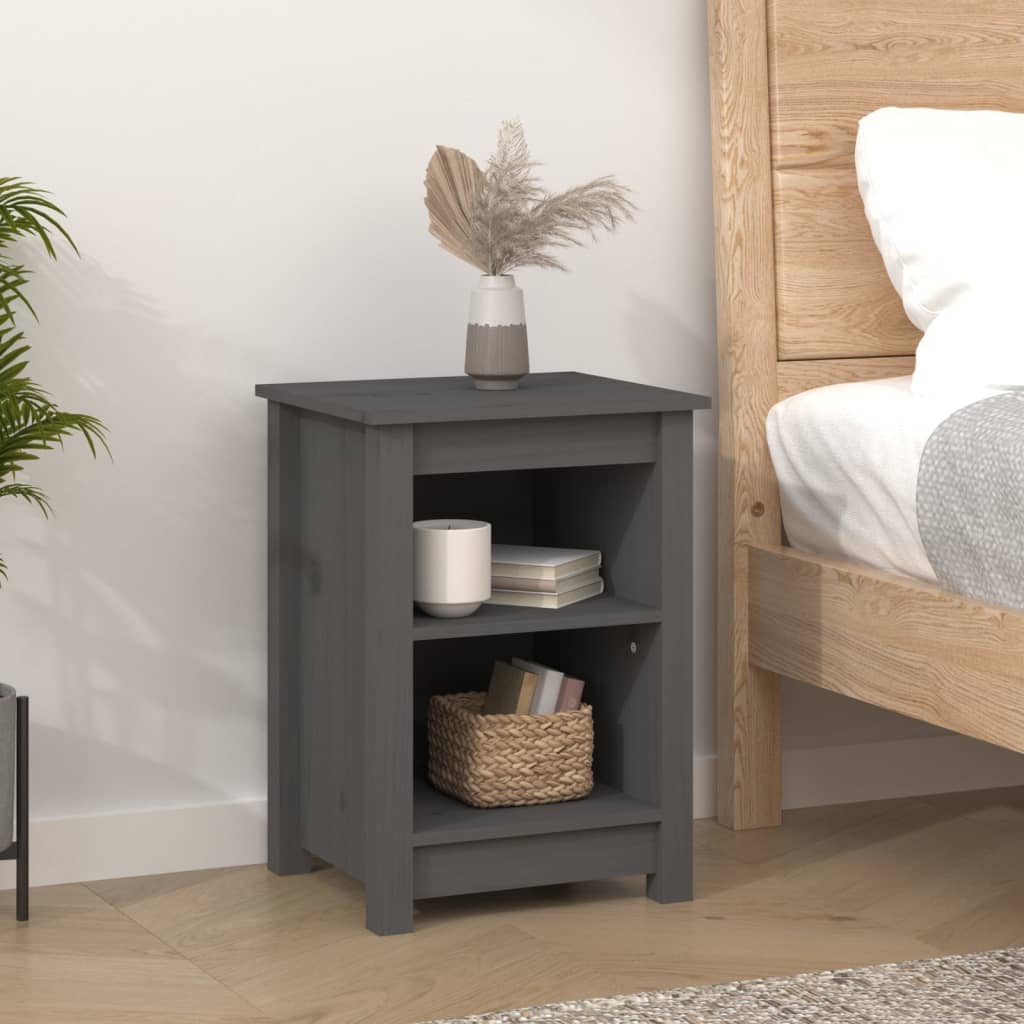 vidaXL Szafki nocne, 2 szt., szare, 40x35x55 cm, lite drewno sosnowe