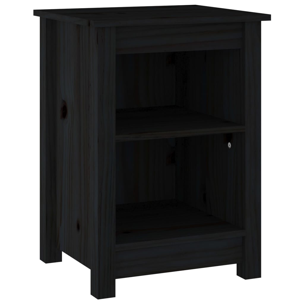 vidaXL Szafka nocna, czarna, 40x35x55 cm, lite drewno sosnowe