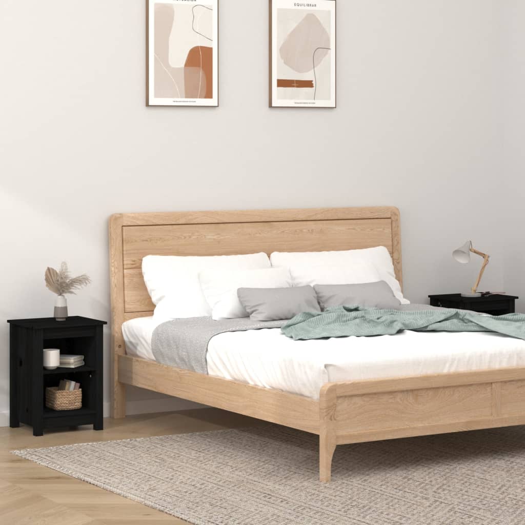 vidaXL Szafki nocne, 2 szt., czarne, 40x35x55 cm, lite drewno sosnowe