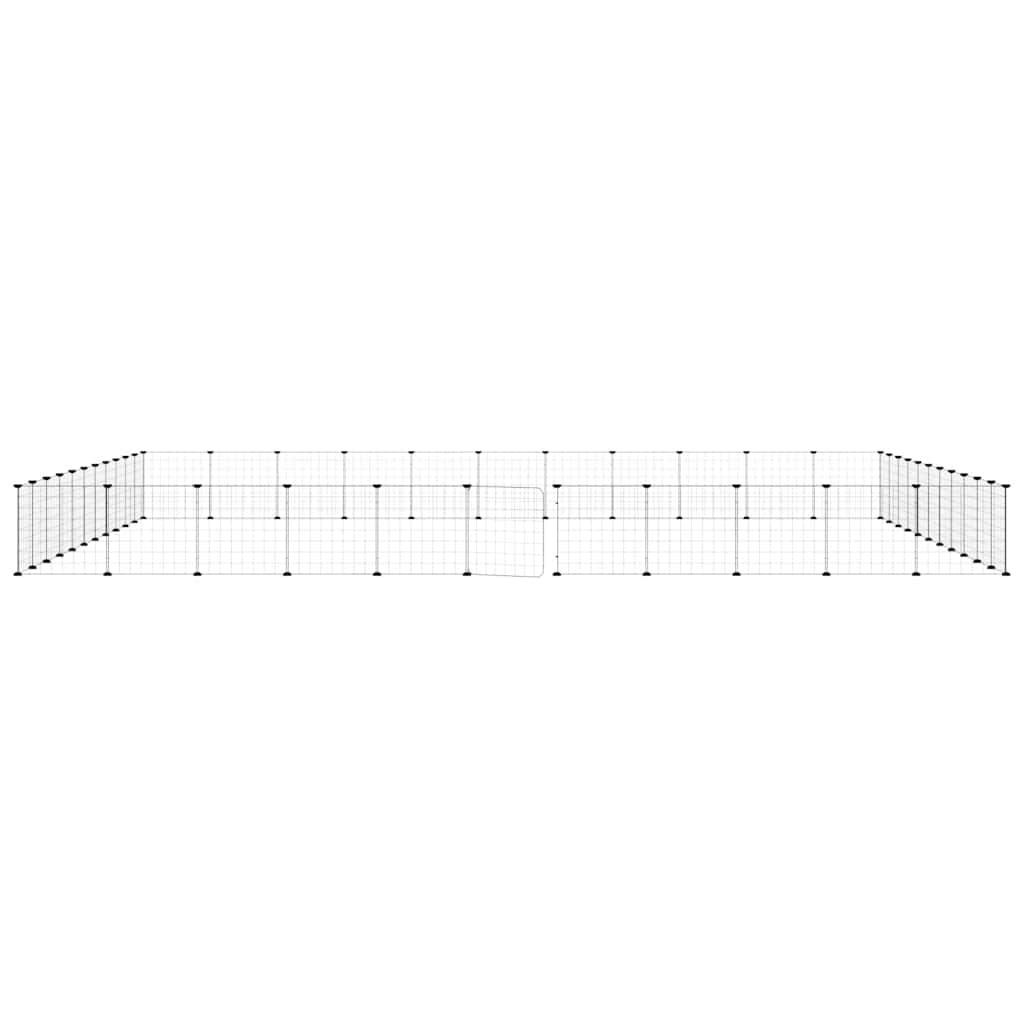 vidaXL Klatka dla zwierząt z bramką, 44 panele, czarna, 35x35 cm, stal