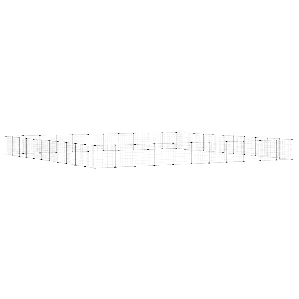 vidaXL Klatka dla zwierząt z bramką, 44 panele, czarna, 35x35 cm, stal