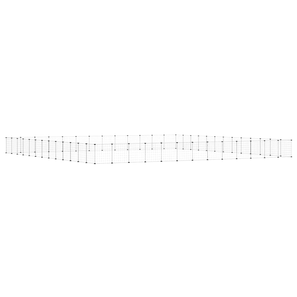 vidaXL Klatka dla zwierząt z bramką, 52 panele, czarna, 35x35 cm, stal
