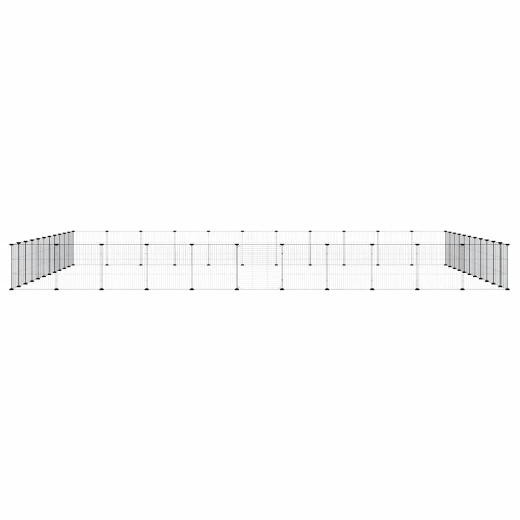 vidaXL Klatka dla zwierząt z bramką, 44 panele, czarna, 35x35 cm, stal