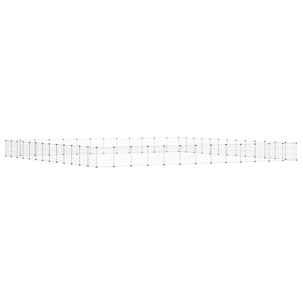 vidaXL Klatka dla zwierząt z bramką, 52 panele, czarna, 35x35 cm, stal