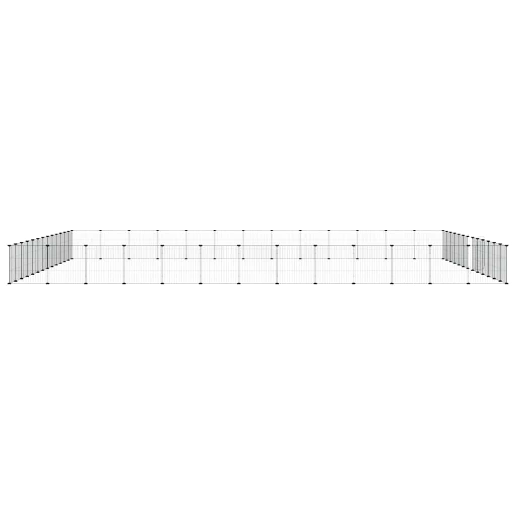 vidaXL Klatka dla zwierząt z bramką, 52 panele, czarna, 35x35 cm, stal