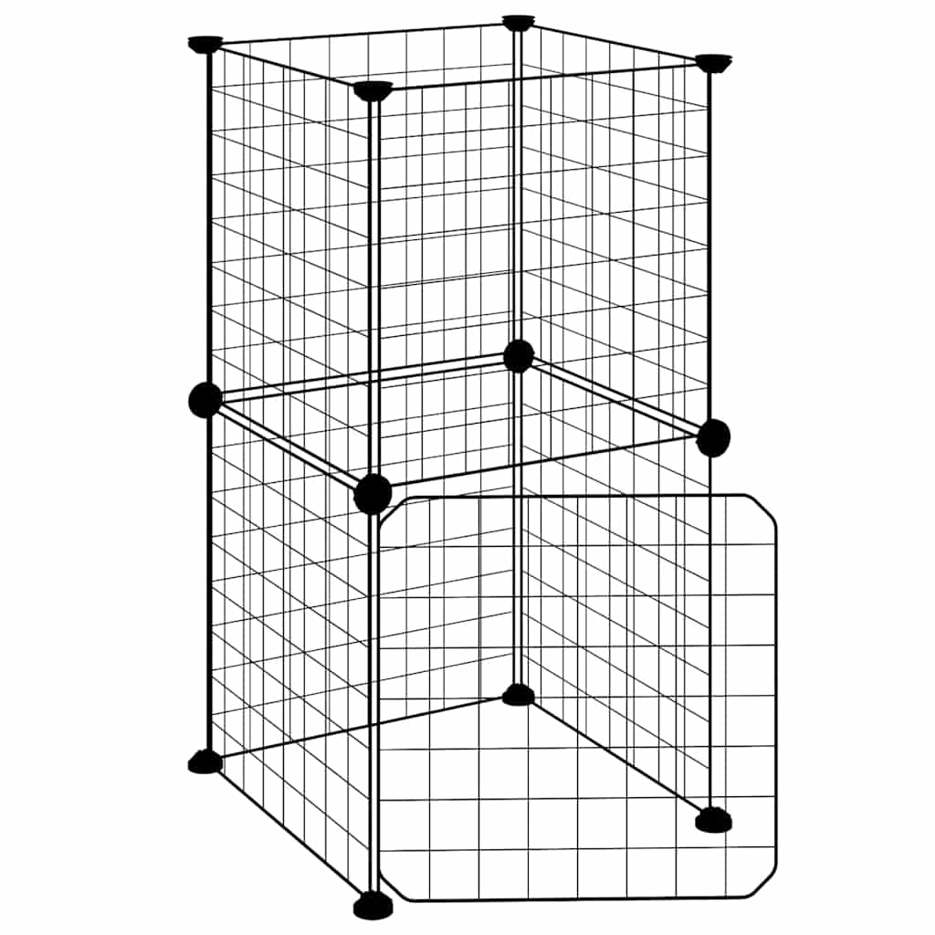 vidaXL Klatka dla zwierząt z bramką, 8 paneli, czarna, 35x35 cm, stal